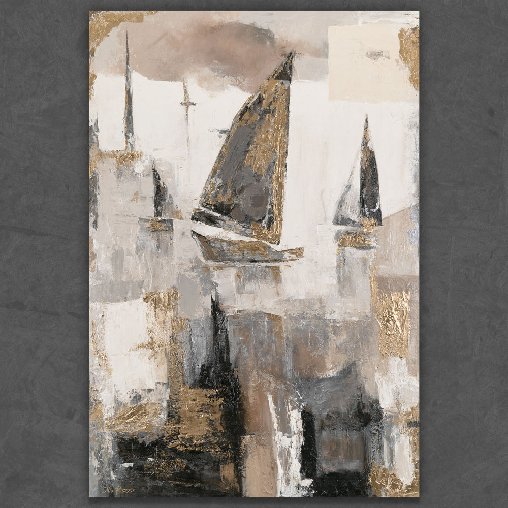 Abstraktes Acrylbild mit Bootsmotiv – moderne Leinwandmalerei