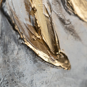 Strukturierte Acrylmalerei – Blütenblätter mit goldenem Relief