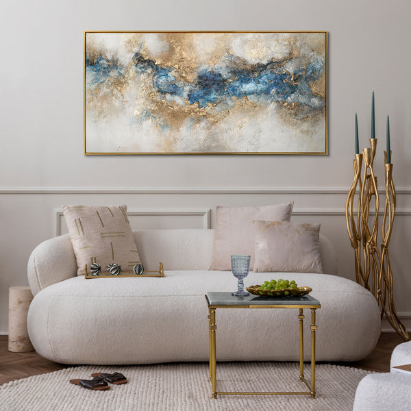 Framed big painting for living room "Golden creek"