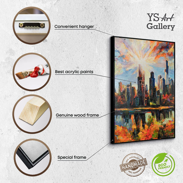 Framed wall art for living room "Metropolitan glow"