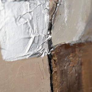 Reliefstruktur in Weiß und Beige – abstrakte Acrylmalerei mit Tiefe
