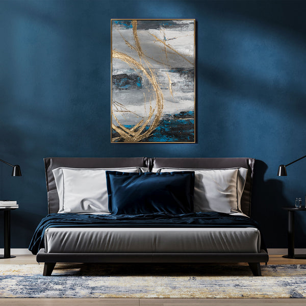 Framed large artwork for living room "Golden touches"