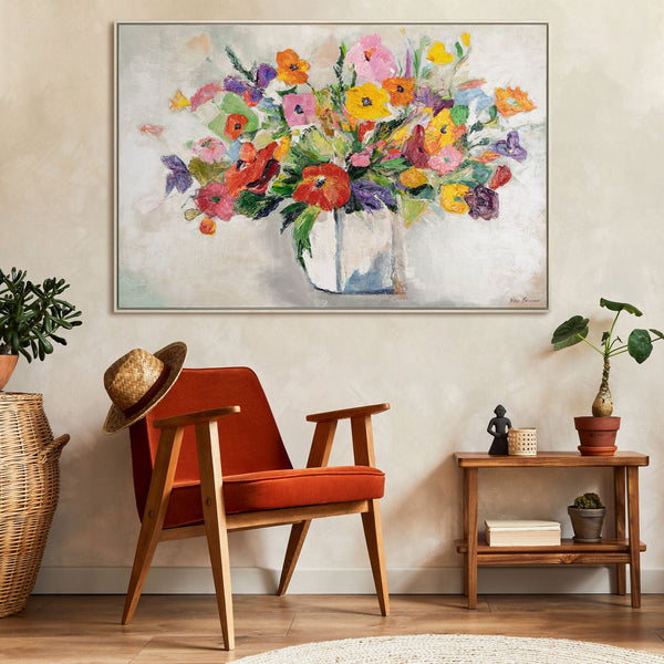 Framed wall art for living room "A scenic bouquet"