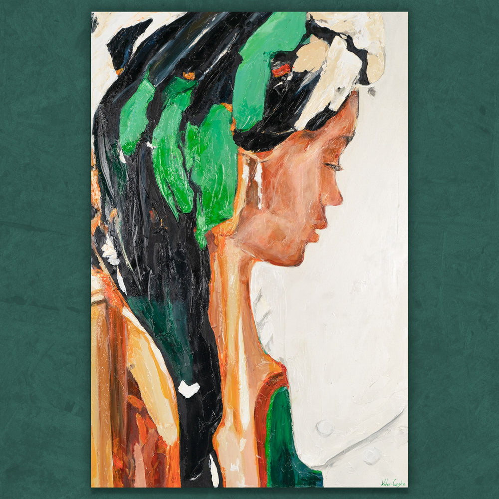 Abstraktes Acrylbild Frau – handgemalte moderne Wanddeko Leinwand