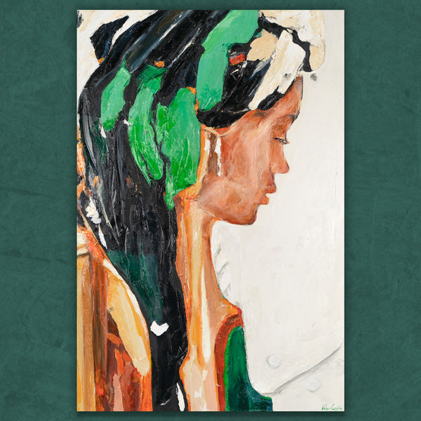 Abstraktes Acrylbild Frau – handgemalte moderne Wanddeko Leinwand