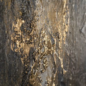 Detaillierte Textur mit Schwarz-Gold auf moderner Acrylmalerei