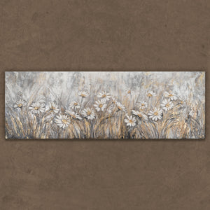 Horizontales Blumen Wandbild – abstrakte Naturkunst auf Leinwand