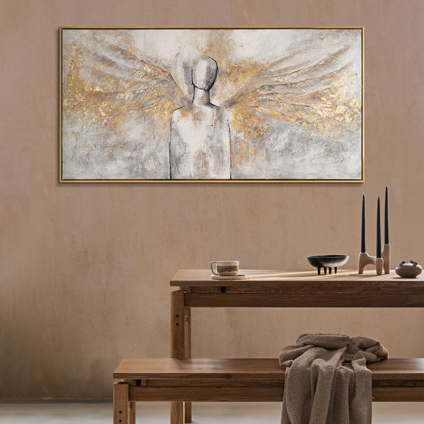 Framed big art canvas for living room "The glow of an angel"