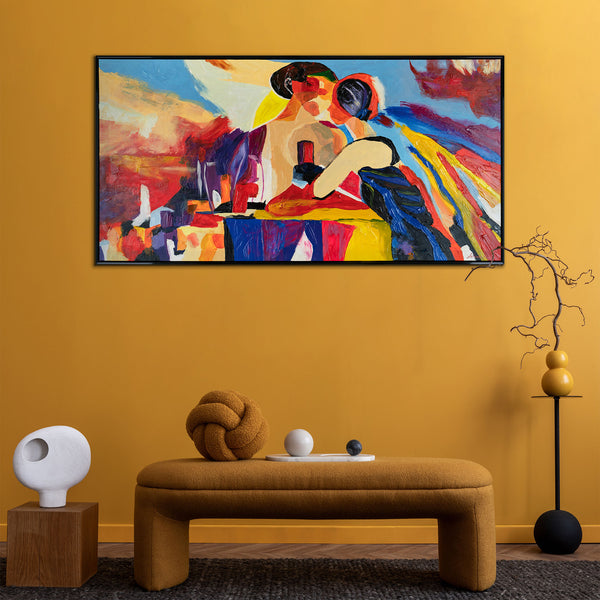 Framed modern living room wall art "Lovers"