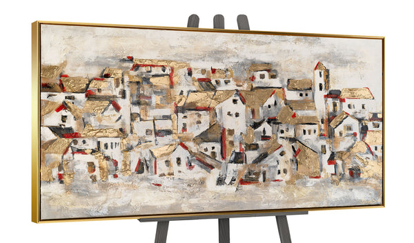 Large wall art for living room in frame "Mosaic of houses"