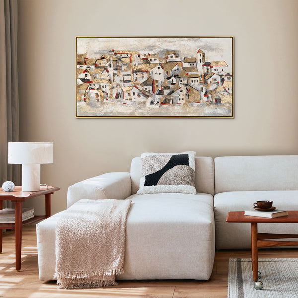 Large wall art for living room in frame "Mosaic of houses"