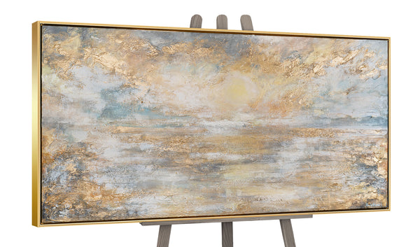 Large wall painting for living room in frame "Golden mist"