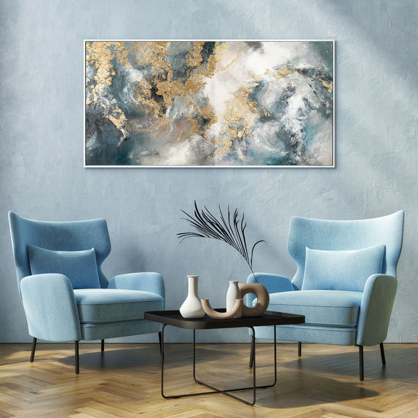 Acrylic painting in frame for living room "Dance of the elements"