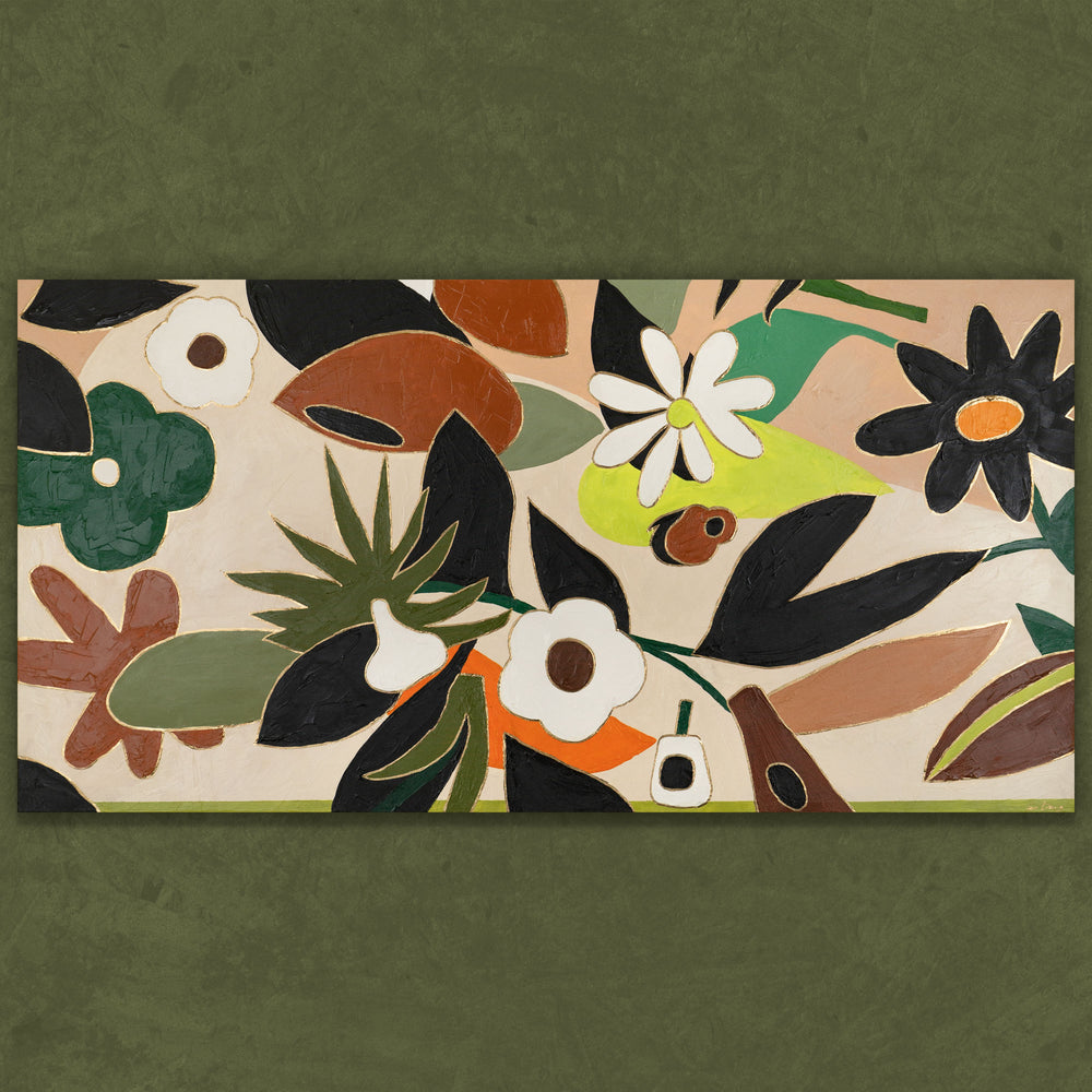 Florale abstrakte Komposition auf Leinwand – moderne Wandkunst