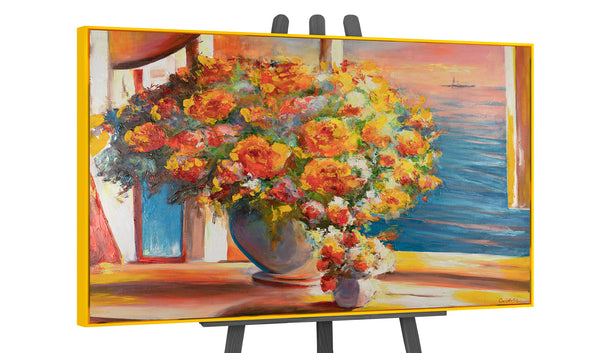 Colorful wall art framed absrtact large wall painting "Sunny bouquet"