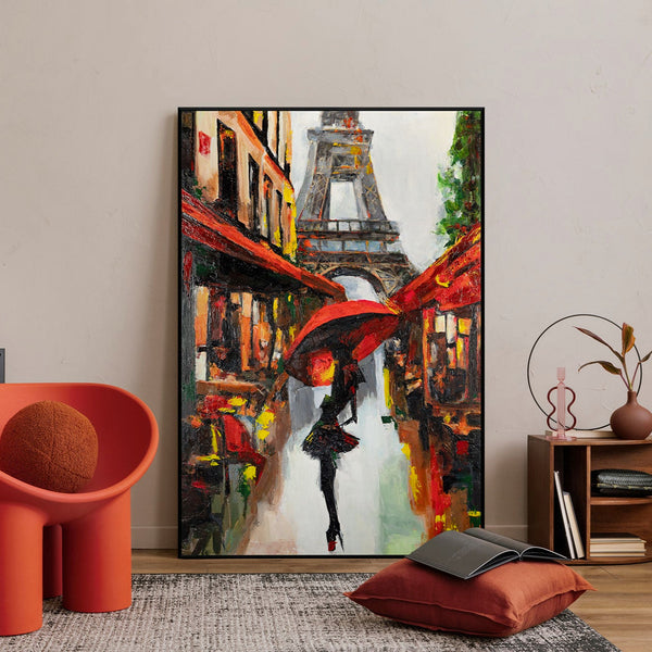 Framed acrylic painting for living room wall art "A walk through Paris"