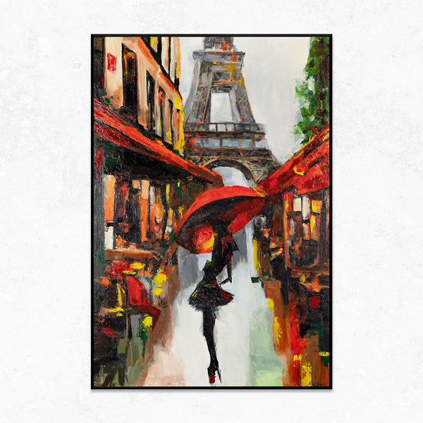 Framed acrylic painting for living room wall art "A walk through Paris"