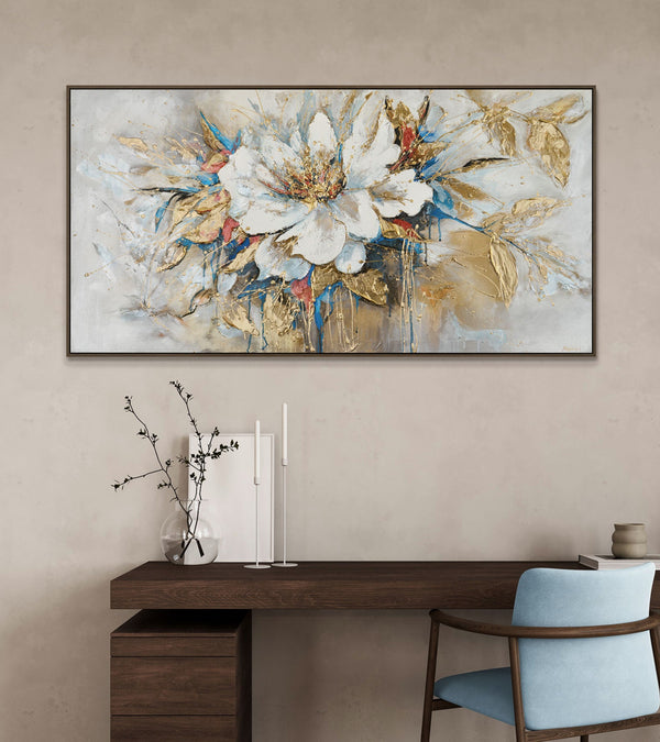 Floral arcrylic painting on canvas with frame "Floral glow"