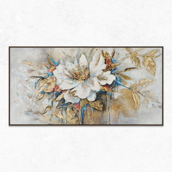 Floral arcrylic painting on canvas with frame "Floral glow"