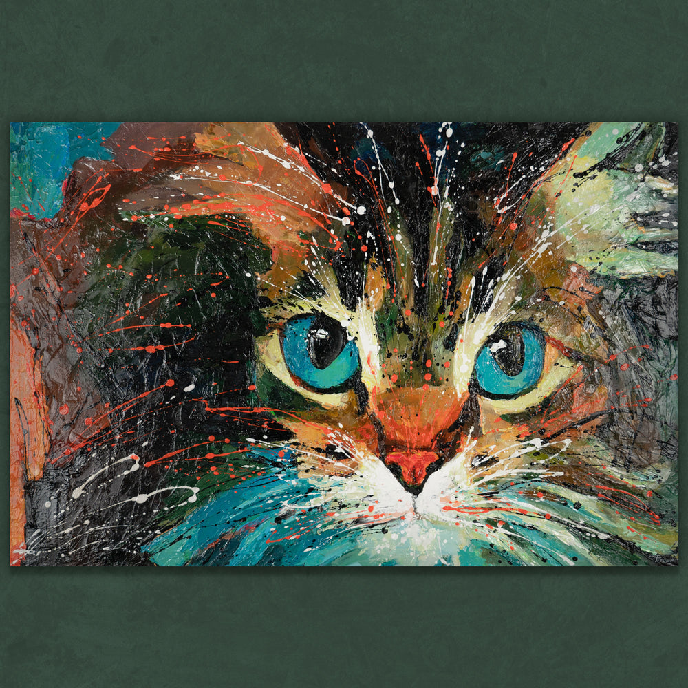 Katzenporträt mit blauen Augen – strukturiertes Acrylbild