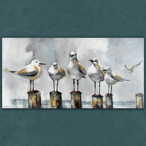 Acrylgemälde mit Möwen am Meer – maritime Wandkunst

