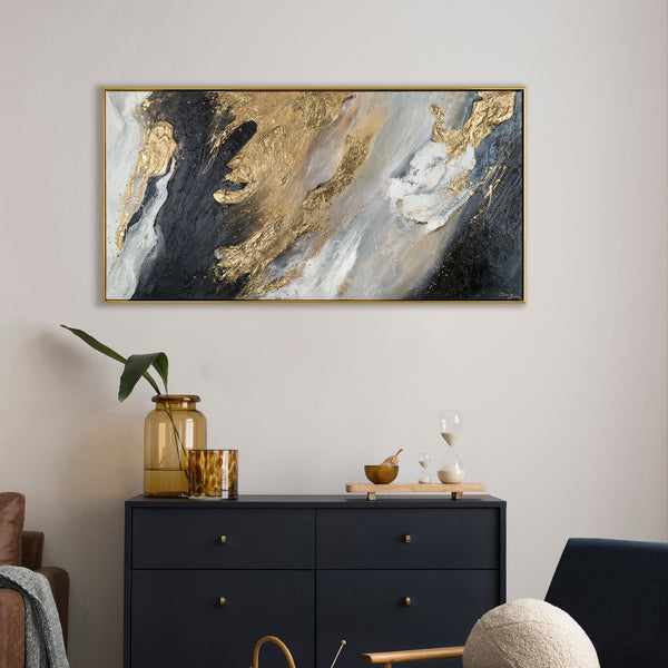 Abstract art in living room elegant framed wall decor for bedroom "Flow II"