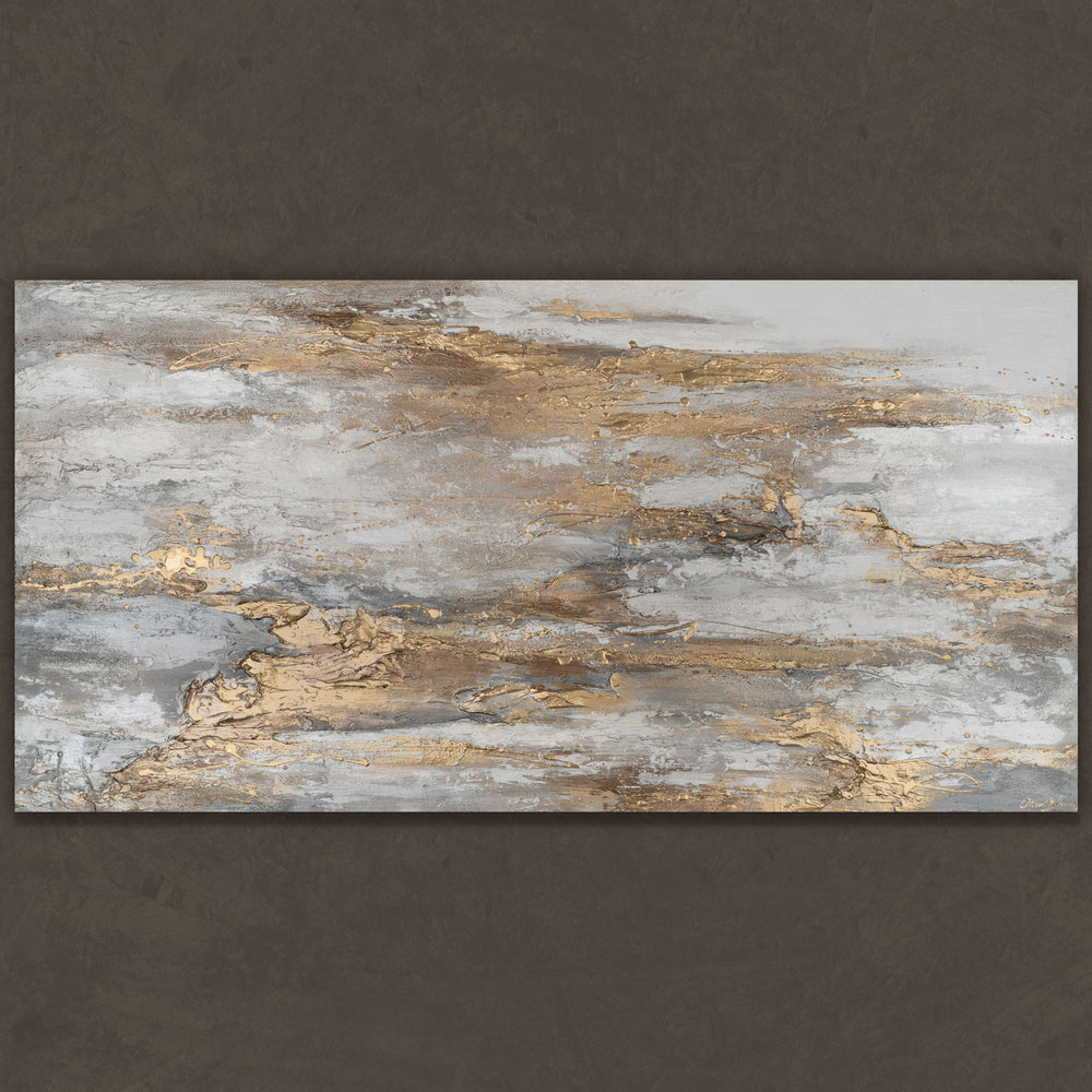 Abstraktes Acrylbild „Goldene Ströme“ mit Struktur und Tiefe