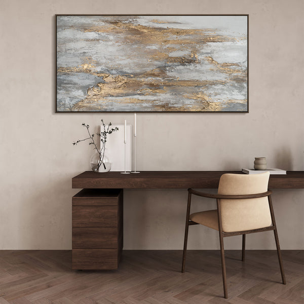 Framed wall paintings for living room "Golden currents"