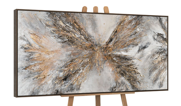 Wall art painting for living room modern framed artwork "Golden wings"