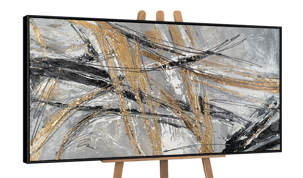 Contemporary abstract modern art in frame "Golden winds II"