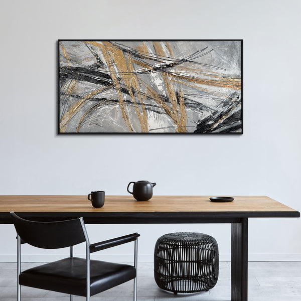 Contemporary abstract modern art in frame "Golden winds II"