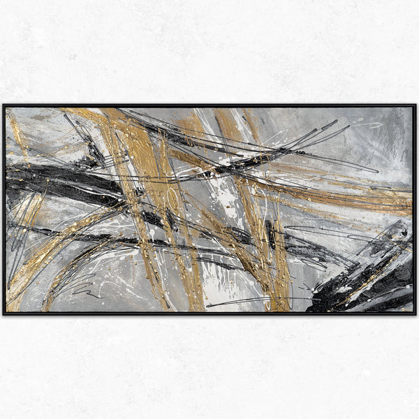 Contemporary abstract modern art in frame "Golden winds II"