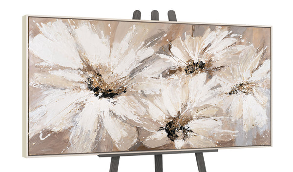 Floral acrylic painting on canvas with frame "White flowers"