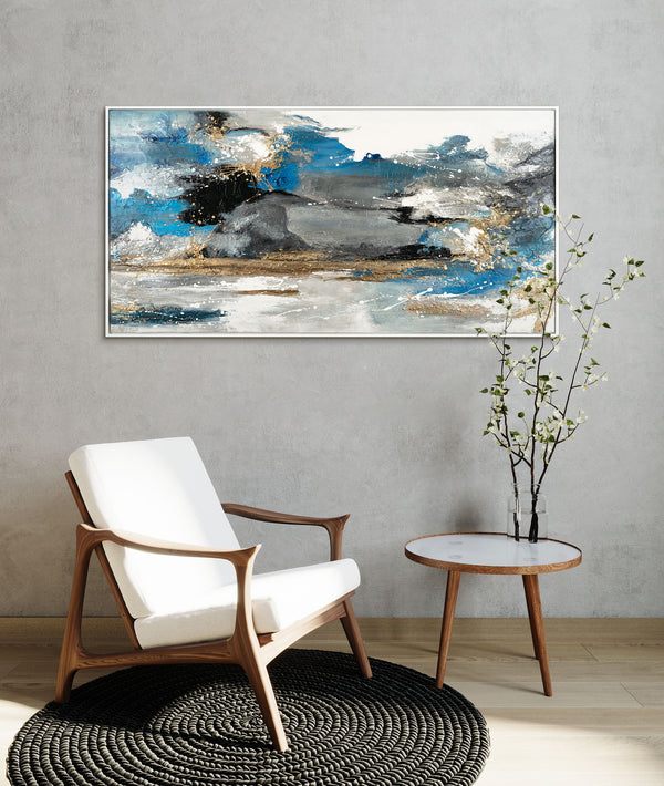 Modern acrylic painting framed for living room "Sea element"