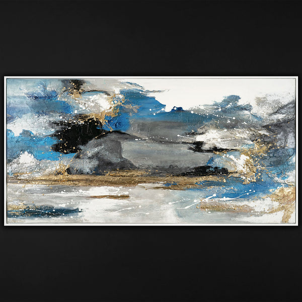 Modern acrylic painting framed for living room "Sea element"