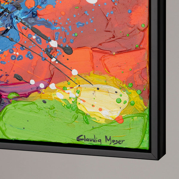 Abstract modern painting on canvas in frame "A stroke of color"