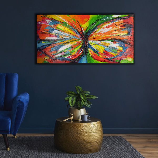 Abstract modern painting on canvas in frame "A stroke of color"