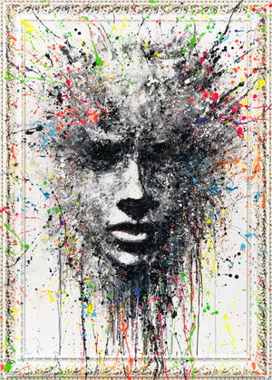 Acrylkunst Gesicht bunt Spritzer Leinwandbild