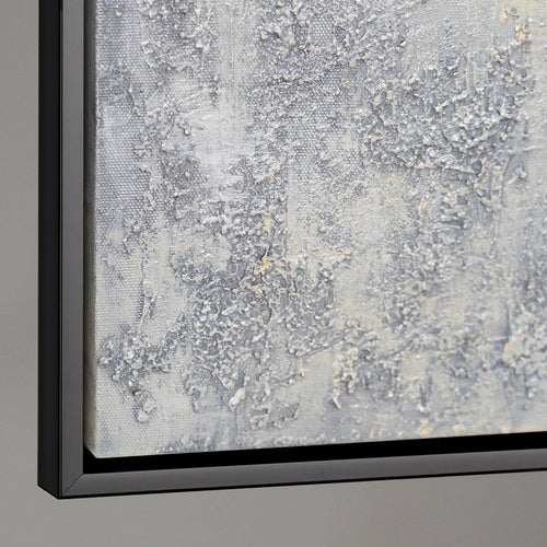 Abstraktes Acrylbild beleuchtet – moderne Wanddekoration im Wohnzimmer