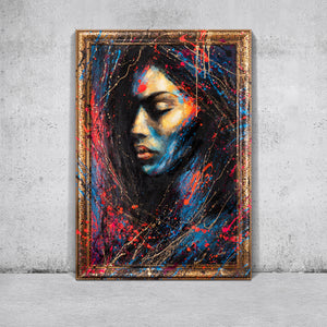 Abstraktes Acrylbild Frau moderne Wandkunst Interieur