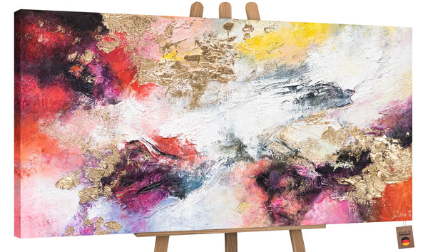 Abstraktes Acrylbild Handgemalt Struktur Warmfarben
