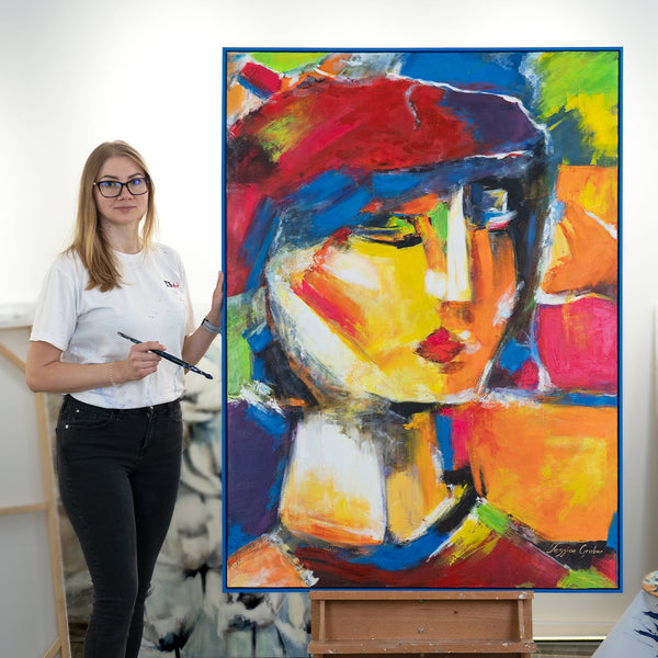 Abstraktes Porträt Acrylbild Handgemalt Modern