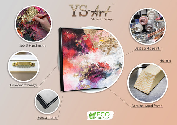 Modernes Acrylbild Struktur Rot Gold Wanddeko