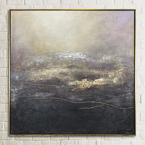 Acrylmalerei Gold Violett Struktur Design Schlafzimmer