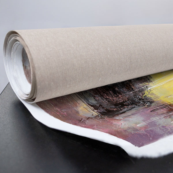 Handgemaltes Leinwandbild abstrakte Acrylkunst in Gelb und Bordeaux