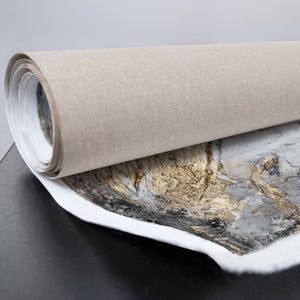 Handgemaltes Leinwandbild abstrakt in Gold und Silber