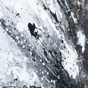 Farbstruktur Schwarz Gold handgemalte Acrylmalerei Detail