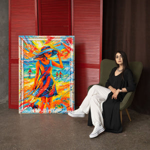 Frau Mit Hut Acrylbild Handgemalt