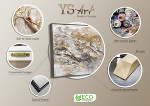 Handgemalte Acrylmalerei Gold Grau Kunst für Esszimmer