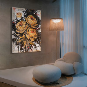 Handgemaltes Acrylbild Blumen moderne Wandkunst Wohnzimmer